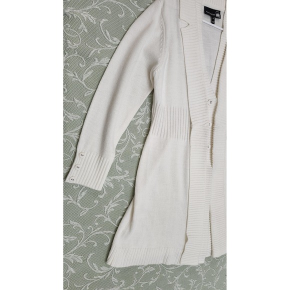 Antthony Cardigan Sweater Womens Medium Ivory Shawl Collar Button Ribbed Knit - Picture 5 of 15